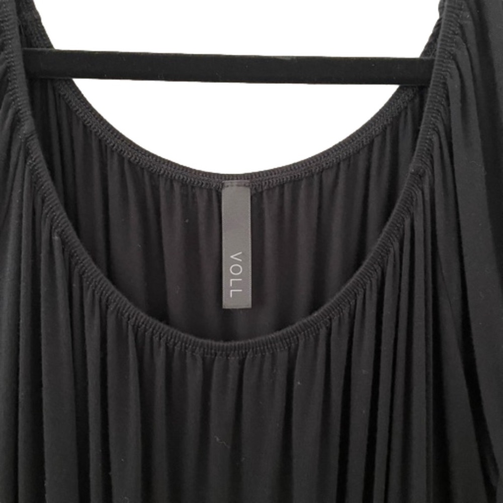 Voll Gypsy Boho Black White Bell Sleeve Dress Size 3X Rounded Neckline - Picture 2 of 7